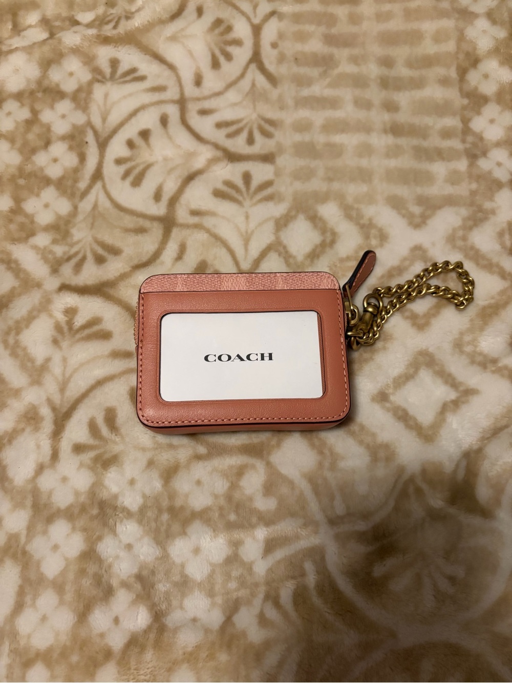 Coach Pink Leather Zip Card Pouch with Gold Hardware - Picture 3 of 3